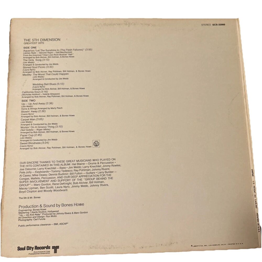 The 5th Dimension - Greatest Hits -  SCS-33900 - Vinyl - Picture 2 of 10